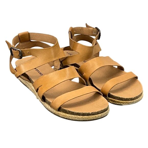 Lucky Brand Glaina Tan Leather Strappy Gladiator Sandal Women 8.5M / 39 - Picture 3 of 10